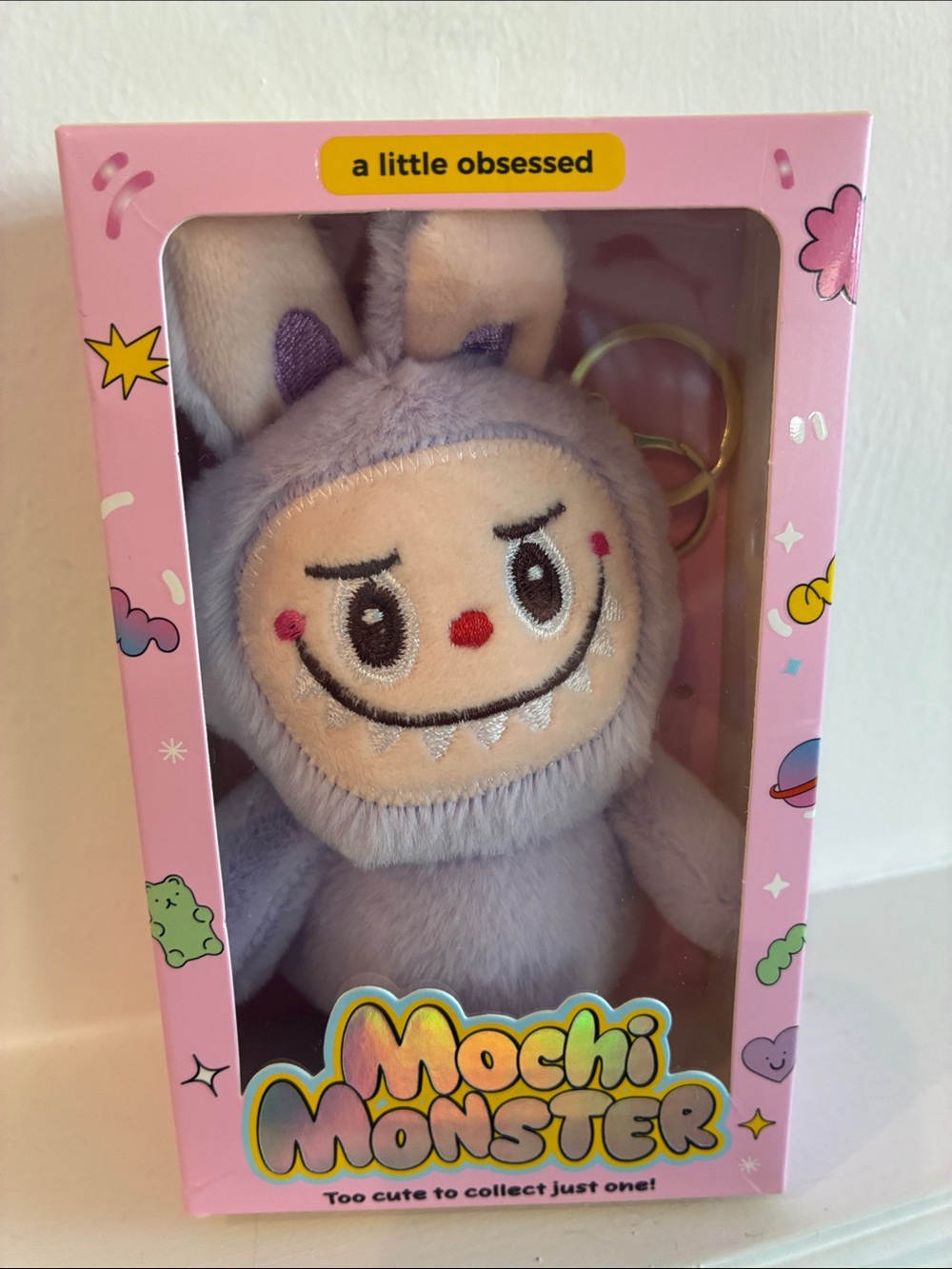 Mochi Monster Plush Backpack Clip On Keychain - Lavender